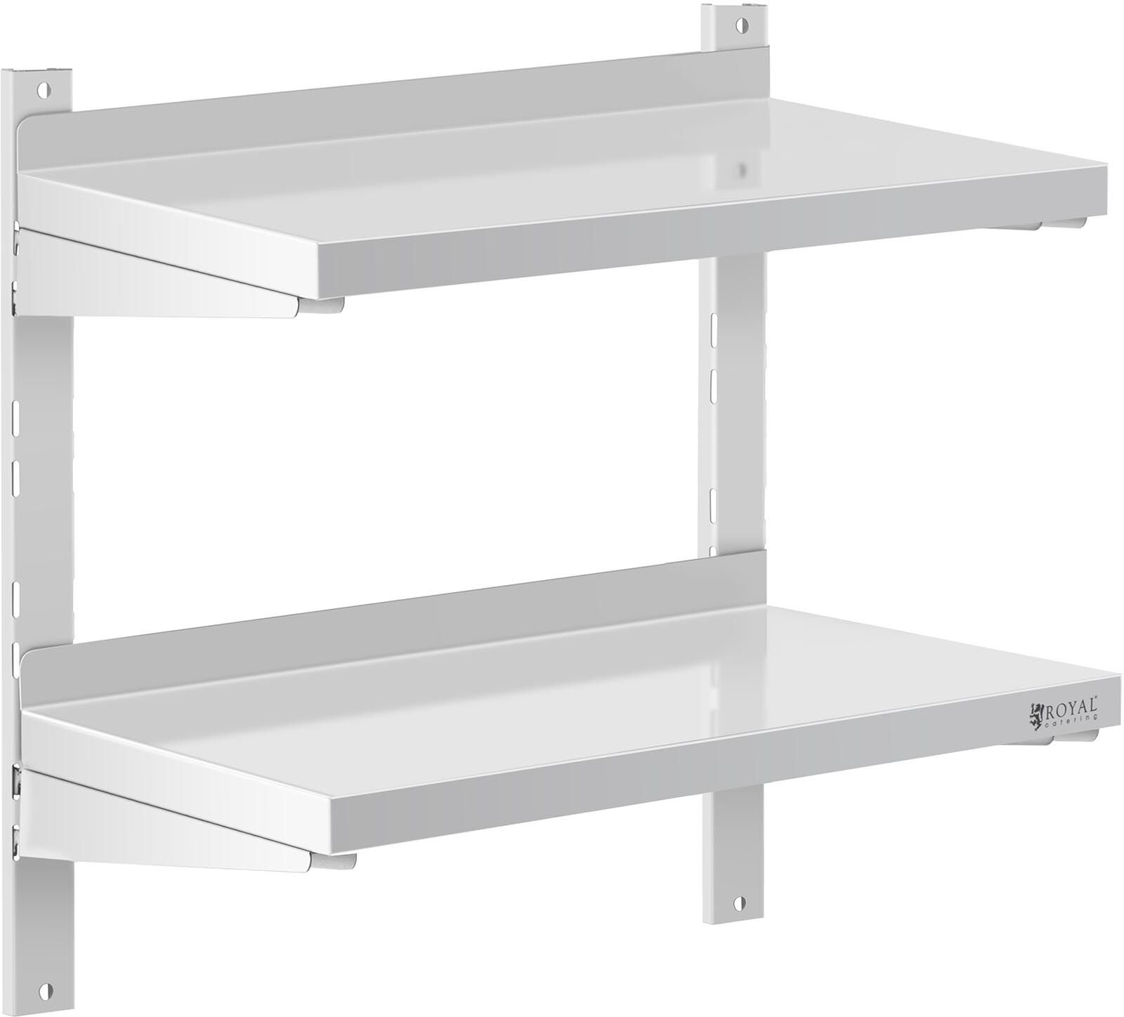 Royal Catering Stainless Steel Wall Shelf - 2 shelves - 30 x 60 cm