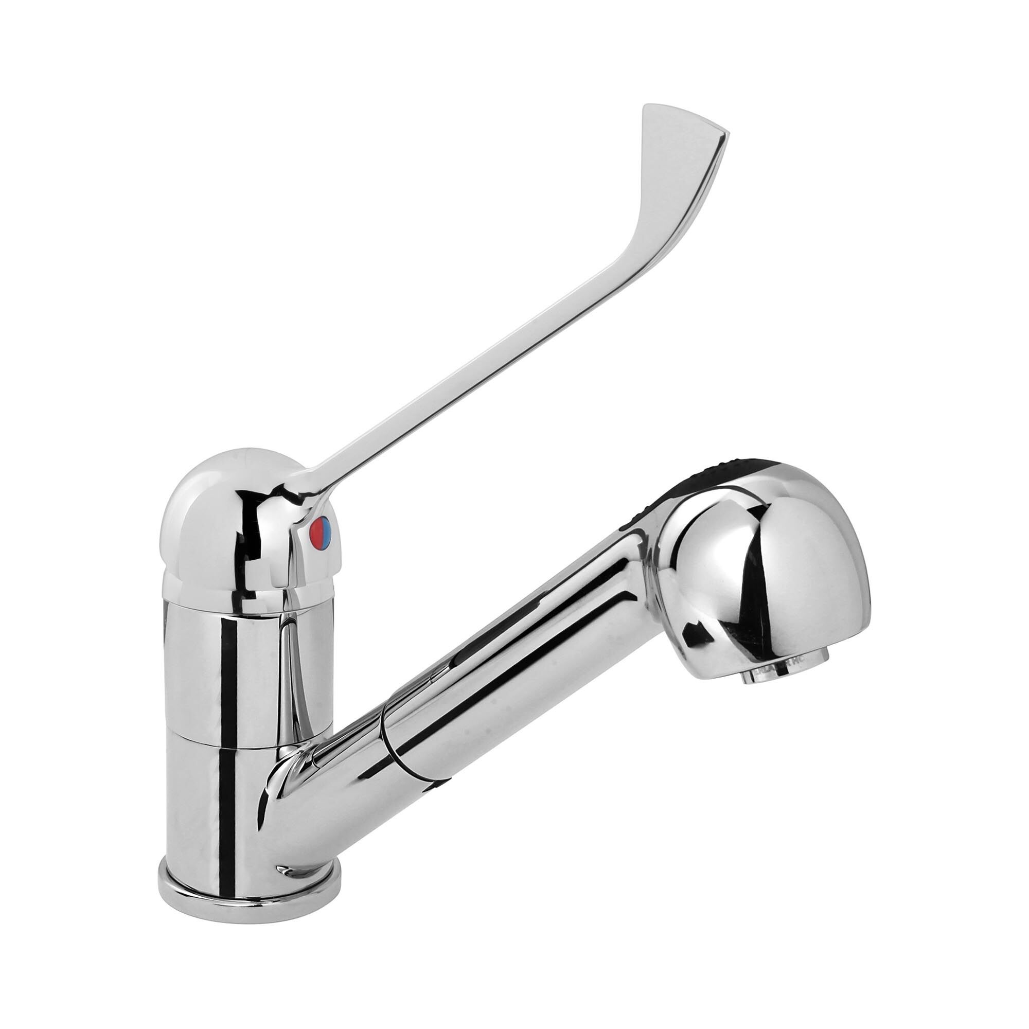 Monolith Kitchen Sink Mixer Tap - integrated hose - water tap 215 mm - chrome-plated brass