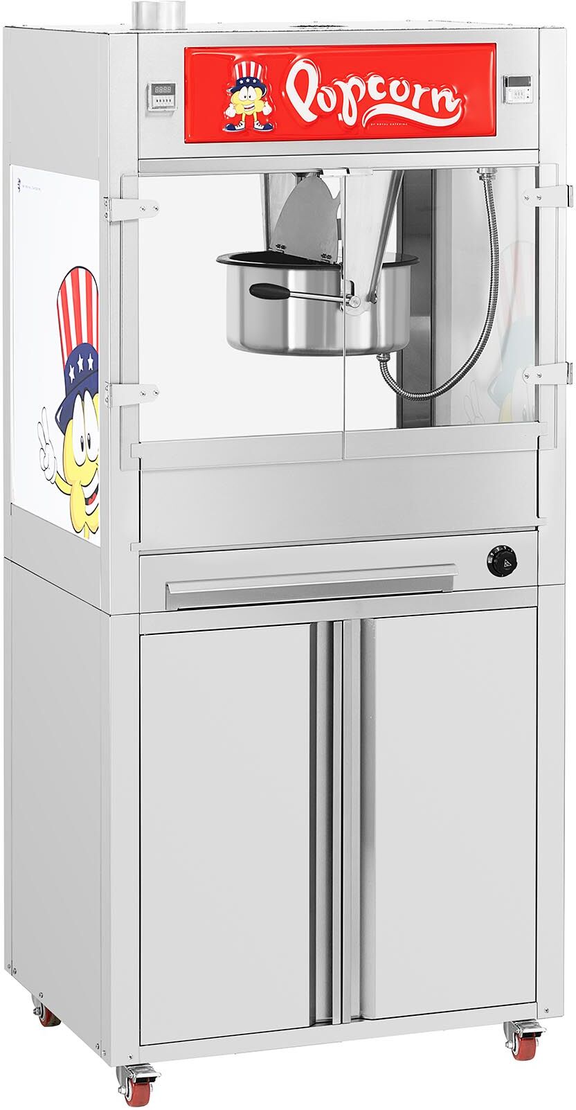 Royal Catering Popcorn Machine - with base cabinet on wheels - Royal Catering - large