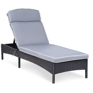 Uniprodo Sunbed - light grey - rattan - adjustable backrest