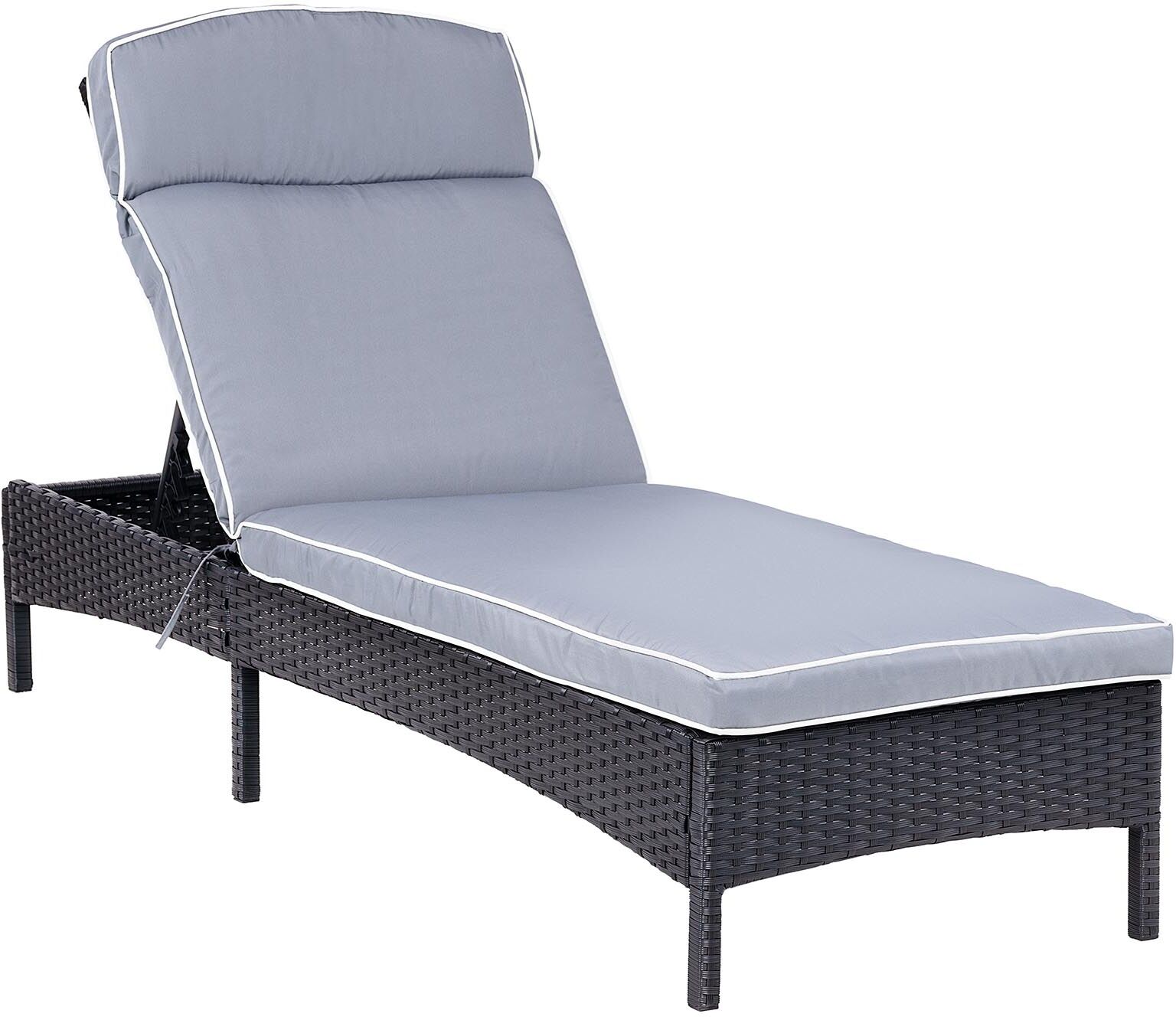 Uniprodo Sunbed - light grey - rattan - adjustable backrest