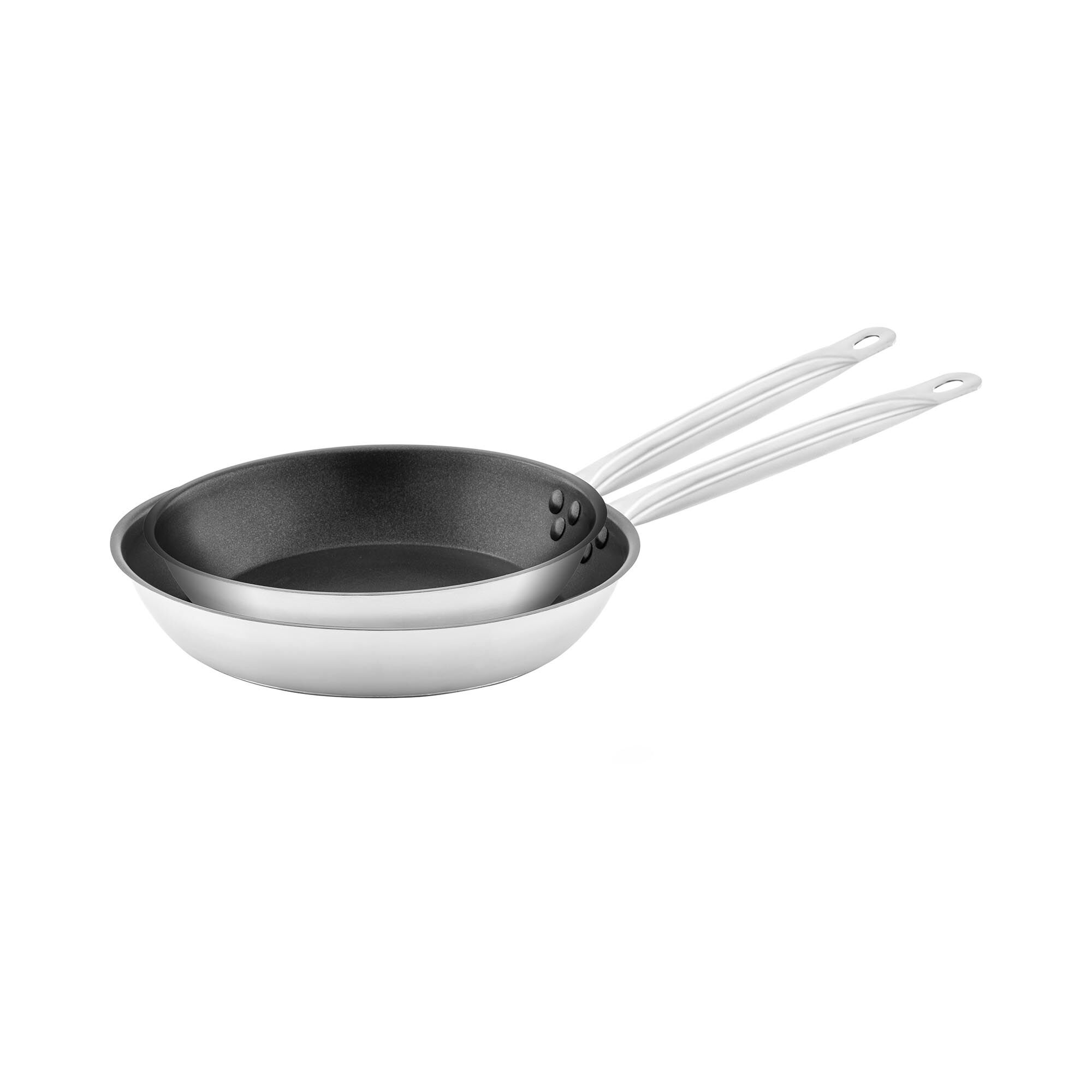 Royal Catering Stainless Steel Frying Pan - 2 pcs. - coated - Ø 24 / 28 cm x 5 cm