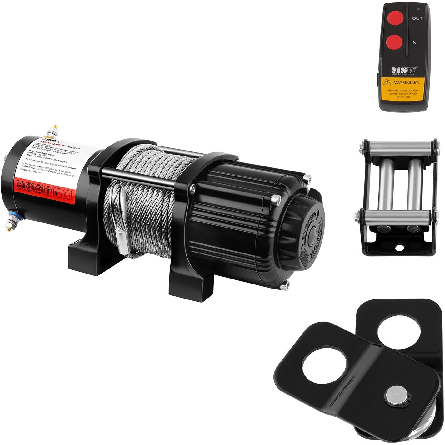 MSW Electric Winch - 2.040 kg - 4.500 lbs