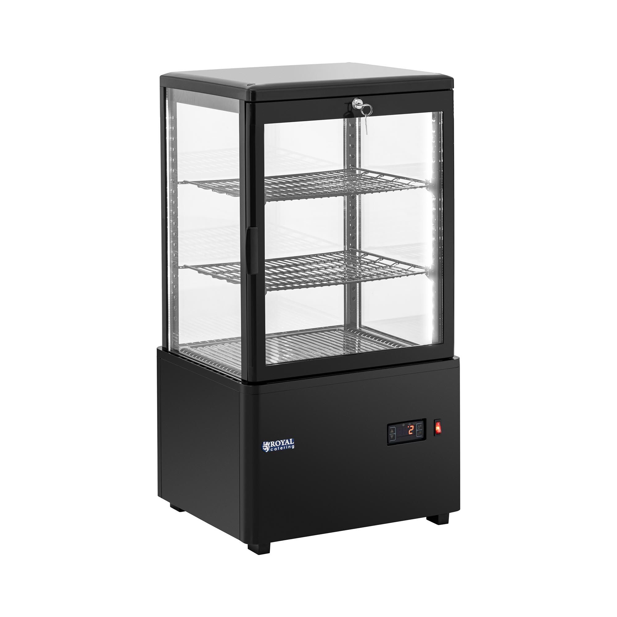 Royal Catering Refrigerated Display Case - 58 L - Royal Catering - 3 levels - black - locking