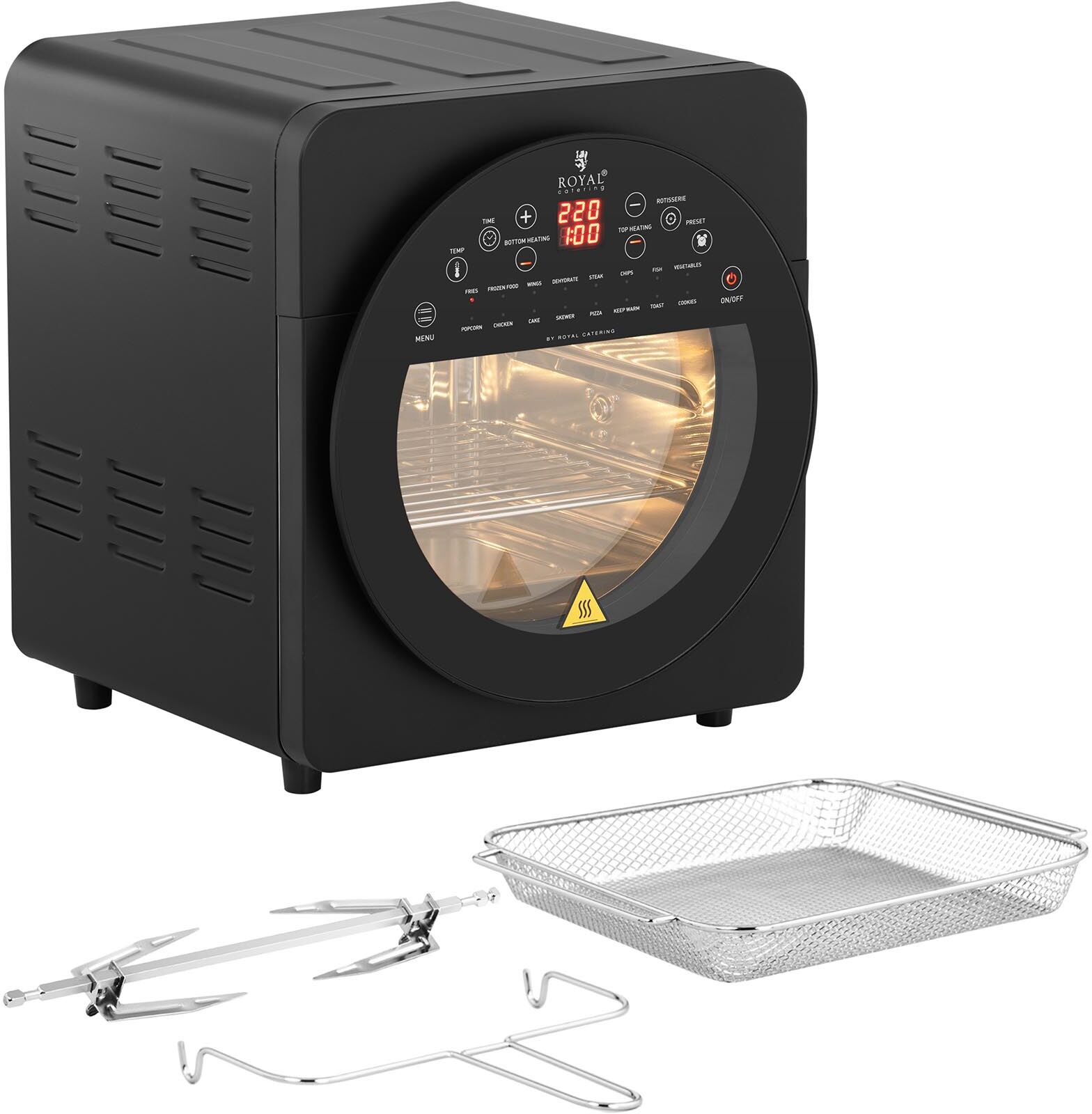 Royal Catering Countertop Convection Oven - 1,700 W - 12 programmes - incl. oven rack, baking sheet, rotisserie and drip tray