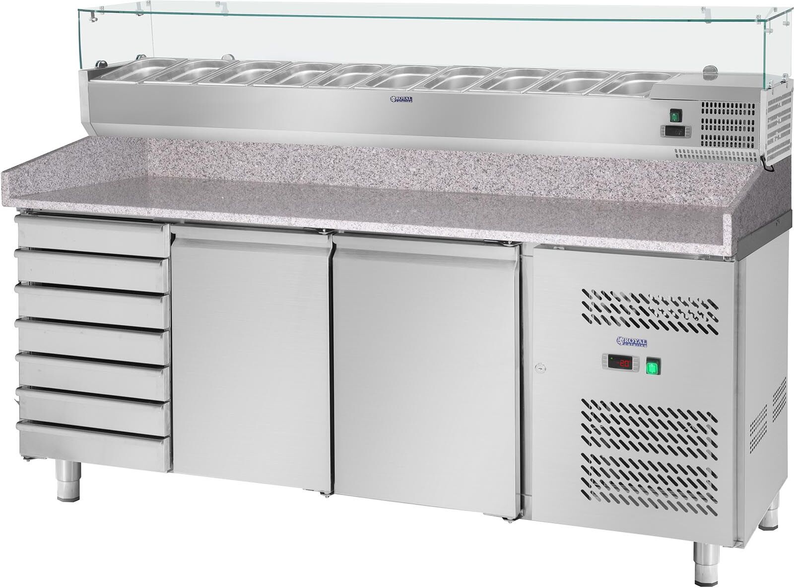 Royal Catering Cooling Table - Cooling Attachment - 702 L - Granite Counter - 2 Doors