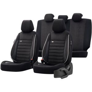 otoM Universal Velours/Cloth Seat Cover Set 'Royal' Black + White edge - 11-piece - suitable for Side OT RYL263