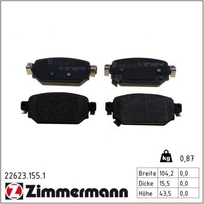 Zimmermann Mazda 3 Rear Disc Brake Pads Set - Brake Pads Zimmermann Mazda 3 Rear Disc Brake Pads Set - Brake Pads