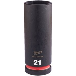 Milwaukee SHOCKWAVE™ Impact Socket 1/2" long 21 mm - 1 piece 4932480339 Milwaukee SHOCKWAVE™ Impact Socket 1/2" long 21 mm - 1 piece 4932480339