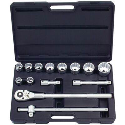 Force 14pc 3/4" 12pt. Flank socket set (MM) - blow mold case 6141B Force 14pc 3/4" 12pt. Flank socket set (MM) - blow mold case 6141B