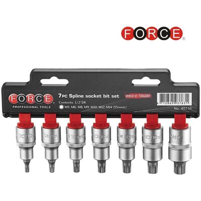 Force 7pc 1/2" DR. Spline socket bit set 40716 Force 7pc 1/2" DR. Spline socket bit set 40716