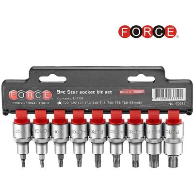 Force 9pc 1/2" DR. Star socket bit set 40913 Force 9pc 1/2" DR. Star socket bit set 40913