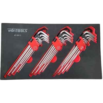 Weber Tools Angle wrench set Extra long Torx, Torx-H, Allen 25 pieces WT8512 Weber Tools Angle wrench set Extra long Torx, Torx-H, Allen 25 pieces WT8512