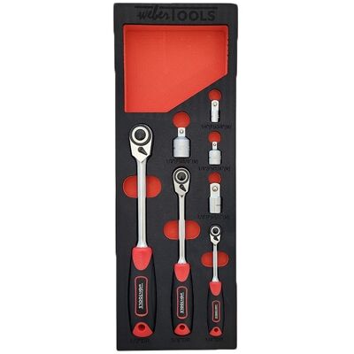 Weber Tools WT-8400 Reversible Ratchet Set for Tight Spaces, 1/4, 3/8 & 1/2" WT8400 Weber Tools WT-8400 Reversible Ratchet Set for Tight Spaces, 1/4, 3/8 & 1/2" WT8400