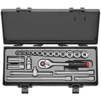 Force 3212 3/8 Socket Set 6-sided SAE 21 pieces 3212 Force 3212 3/8 Socket Set 6-sided SAE 21 pieces 3212