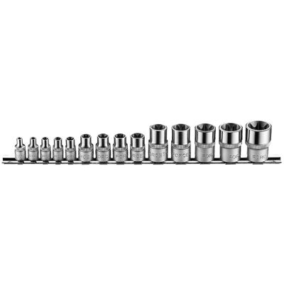Force 1/4", 3/8" & 1/2" Socket set Torx 14 pieces 4158 Force 1/4", 3/8" & 1/2" Socket set Torx 14 pieces 4158