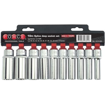 Force 41014Q 1/2" Socket Set Long Spline 10 Piece 41014Q Force 41014Q 1/2" Socket Set Long Spline 10 Piece 41014Q