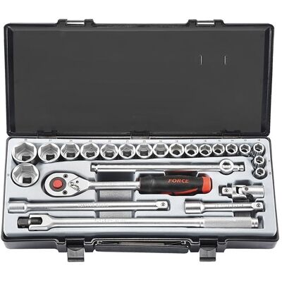 Force 4243S-9 1/2" Socket Set 12-point SAE 24 pieces 4243S9 Force 4243S-9 1/2" Socket Set 12-point SAE 24 pieces 4243S9