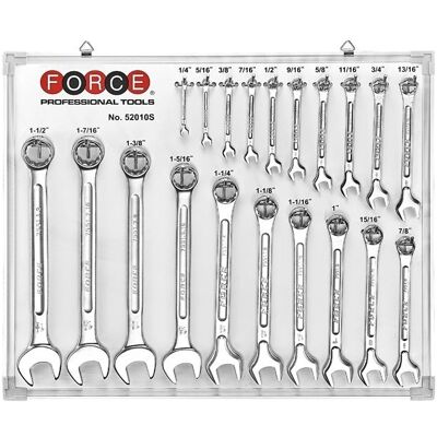 Force Combination wrench set SAE 20 pieces 52010S Force Combination wrench set SAE 20 pieces 52010S
