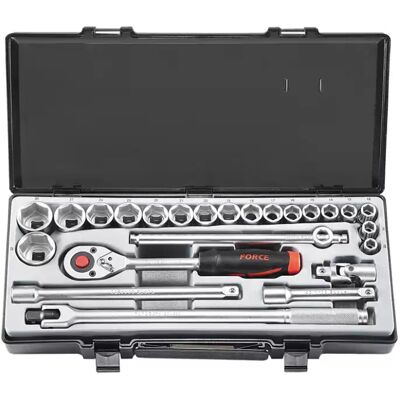 Force Socket Set 1/2" 6-sided SAE 24 pieces 4243S5 Force Socket Set 1/2" 6-sided SAE 24 pieces 4243S5
