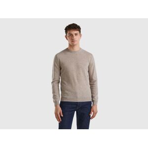 United Benetton, Dove Gray Crew Neck Sweater In Pure Merino Wool, size M, Dove Gray, Men