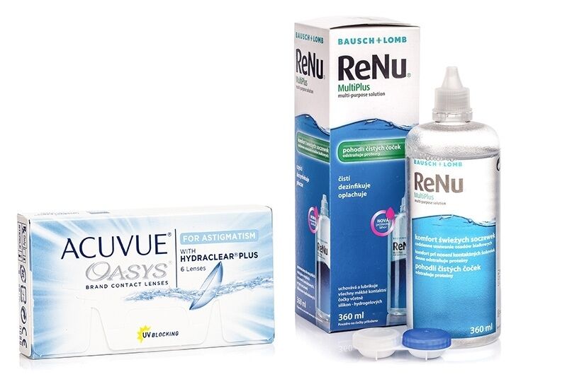 Acuvue contact lenses Acuvue Oasys for Astigmatism (6 lenses) + ReNu MultiPlus 360 ml with case