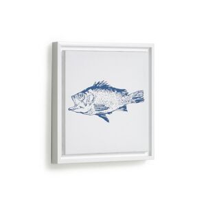 Kave Home Lavinia blue fish picture white wood frame 30 x 30 cm