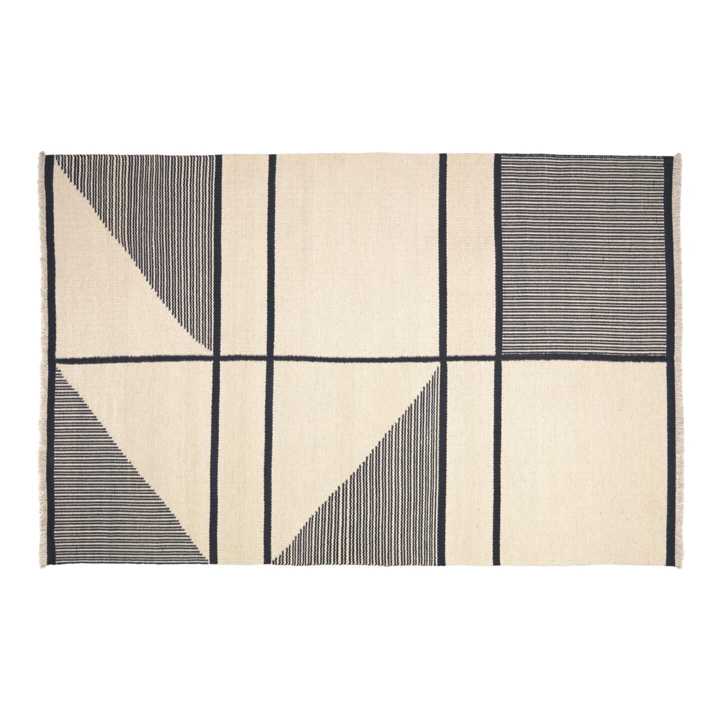 Kave Home Bernardine wool and cotton rug in black and white 160 x 230 cm