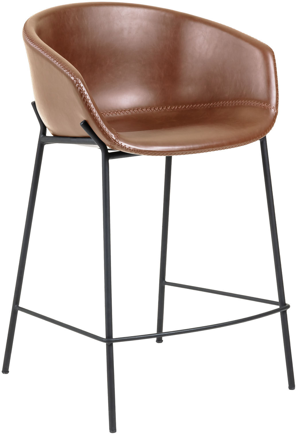 Kave Home Brown synthetic leather Yvette barstool height 65 cm