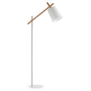 Kave Home Kosta floor lamp in beech wood and steel with white finish