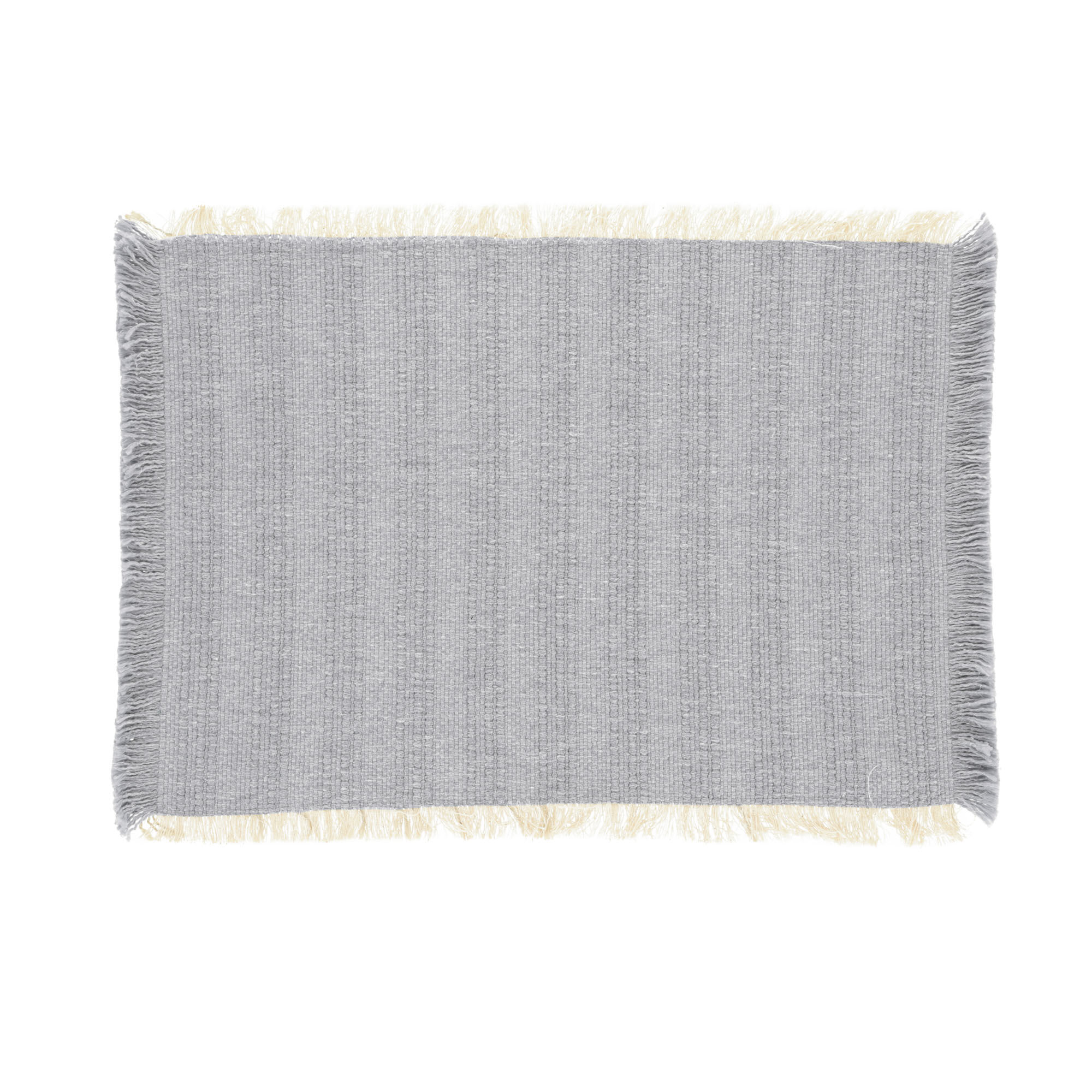 Kave Home Aicha set of two 100% cotton tablecloths with beige and blue fringe 35 x 50 cm
