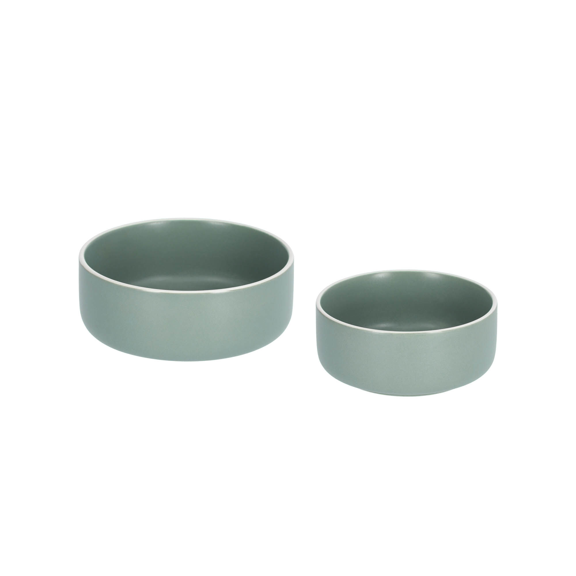 Kave Home Set of large and small Shun bowls in green porcelain