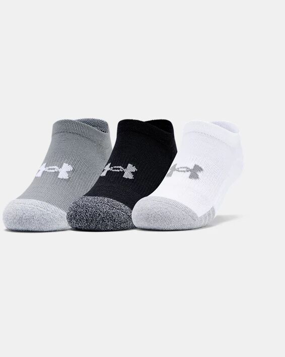 Under Armour Youth HeatGear No Show Socks 3-Pack Gray Size: (YMD)