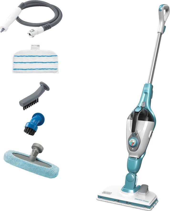 Black & Decker FSMH1321 7 in 1 Steam Mop - White &amp; Aqua, Black