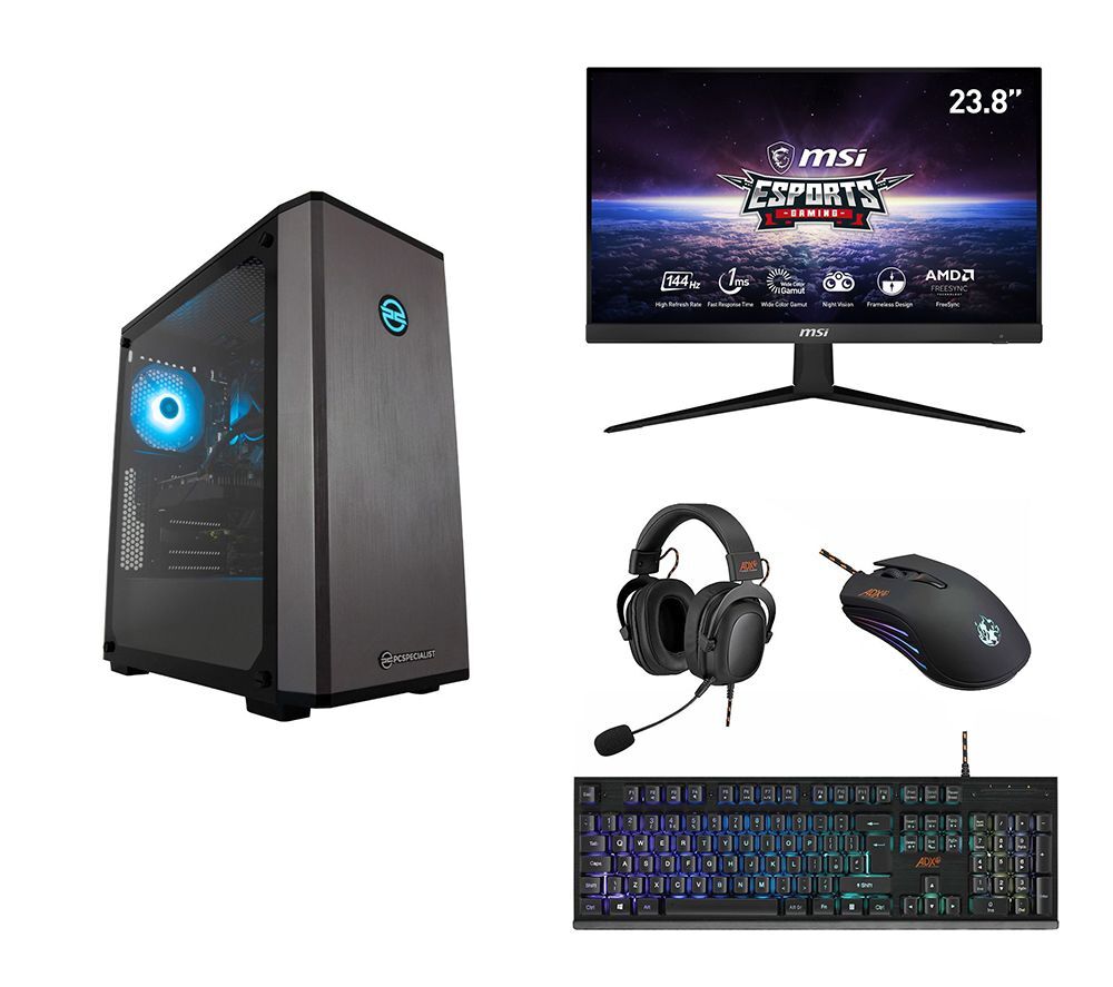 PCSPECIALIST Vortex GR Gaming PC, MSI Monitor, Keyboard, Mouse &amp; Headset Bundle - Intel Core i3, GTX 1650
