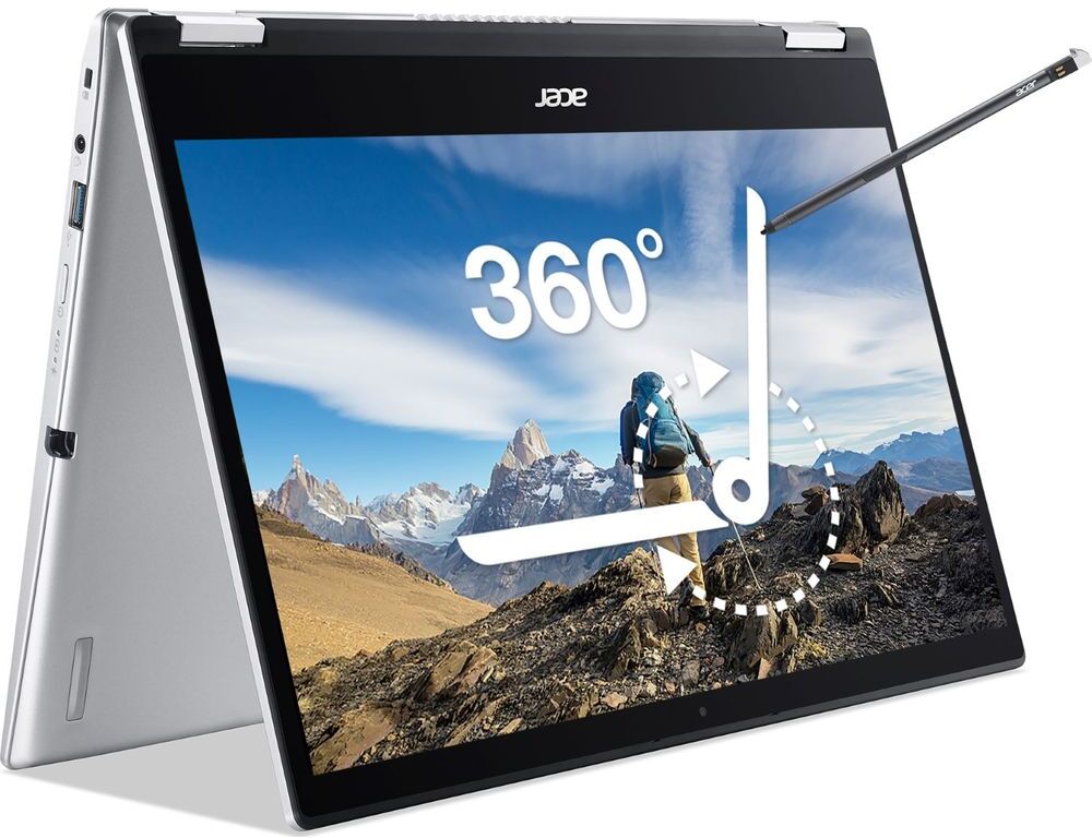 Acer Spin 1 14" 2 in 1 Laptop - Intel Pentium Silver, 256 GB SSD, Silver, Silver