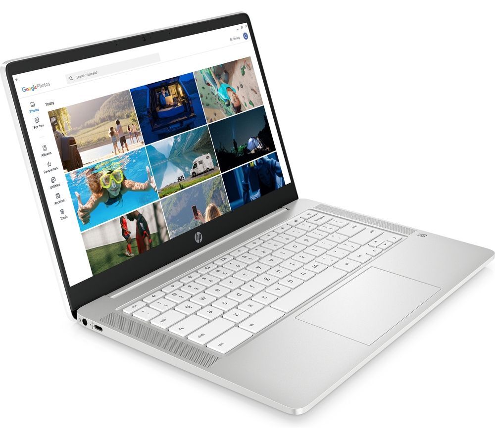 HP 14a-na0502sa 14" Chromebook - Intel Pentium Silver, 128 GB eMMC, White, Silver