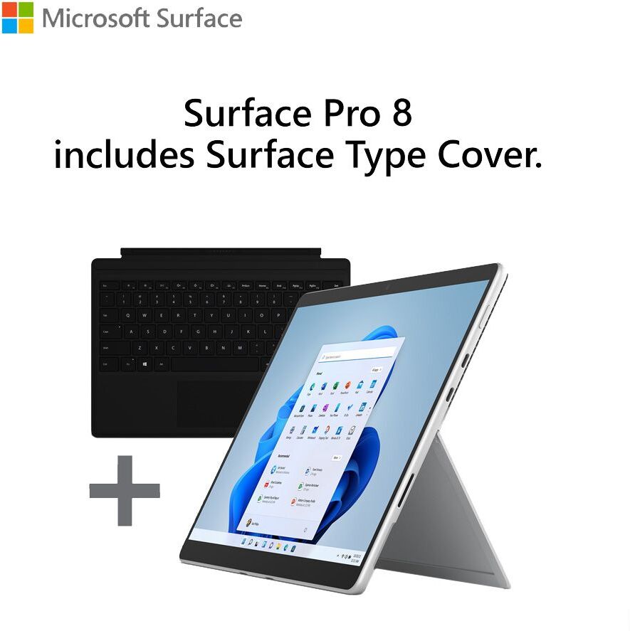 Microsoft 13" Surface Pro 8 &amp; Signature Typecover Bundle - Intel Core i5, 256 GB SSD, Platinum