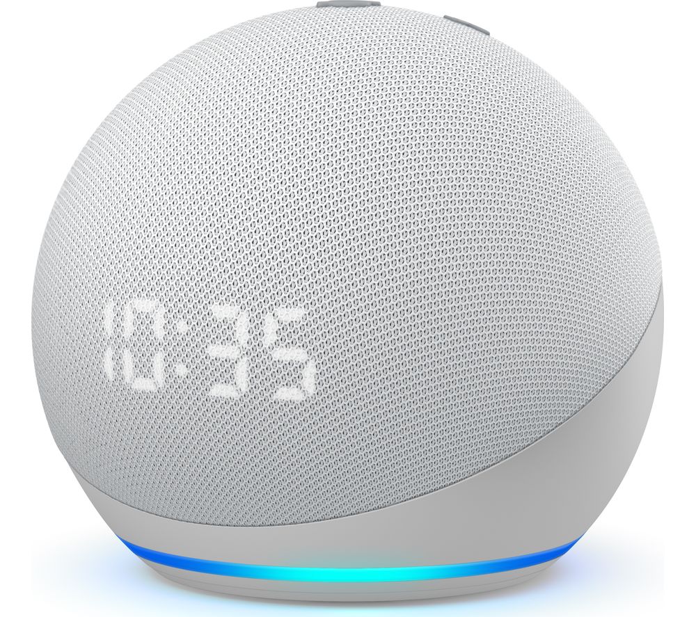 AMAZON Echo Dot (4th Gen) with Clock - Glacier White, White