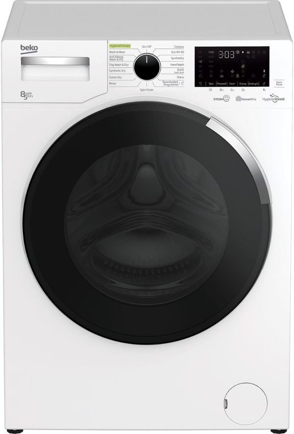 Beko Pro HygieneShield WDEY854044HW Bluetooth 8 kg Washer Dryer - White, White