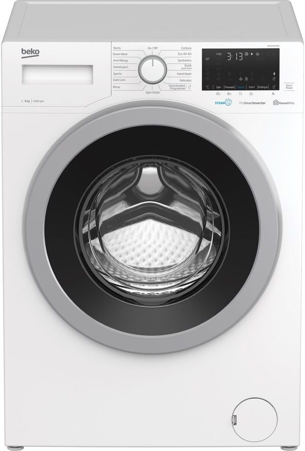 Beko Pro RecycledTub WEX840530W Bluetooth 8 kg 1400 Spin Washing Machine - White, White