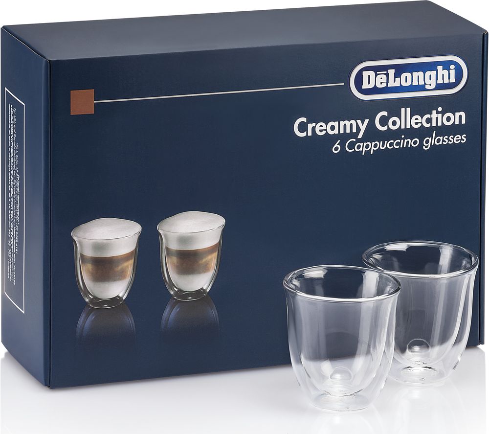 DeLonghi Creamy Collection DLKC301 Double Wall Cappuccino Glasses - Pack of 6