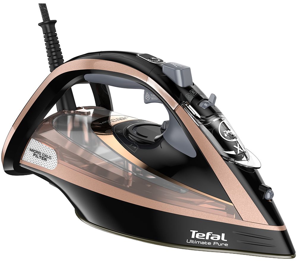 Tefal Ultimate Pure FV9845 Steam Iron - Black &amp; Rose Gold, Black