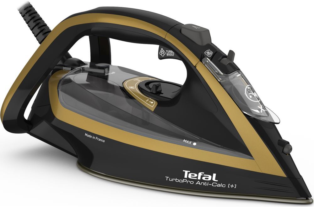 Tefal Ultimate Turbo Pro Anti-Scale FV5696G0 Steam Iron - Black &amp; Gold, Black