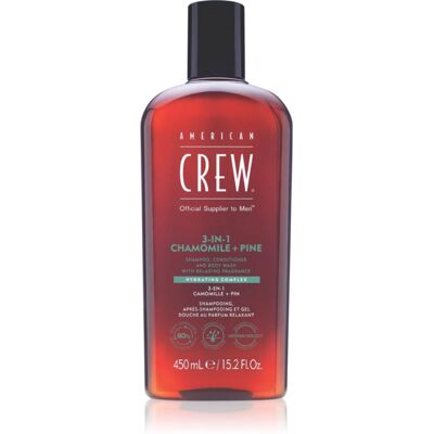 American Crew 3 in 1 Chamimile + Pine 3 in1 Shampoo, Conditioner & Body Wash for men 450 ml American Crew 3 in 1 Chamimile + Pine 3 in1 Shampoo, Conditioner & Body Wash for men 450 ml