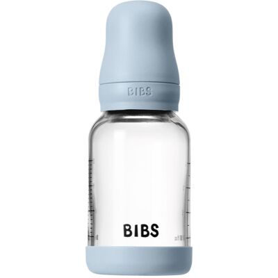 BIBS Baby Glass Bottle Round Latex anti-colic bottle Baby Blue 120 ml BIBS Baby Glass Bottle Round Latex anti-colic bottle Baby Blue 120 ml