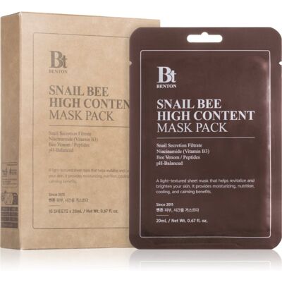 Benton Snail Bee Complex Care Sheet Mask with snail extract 10 × 20 g Benton Snail Bee Complex Care Sheet Mask with snail extract 10 × 20 g