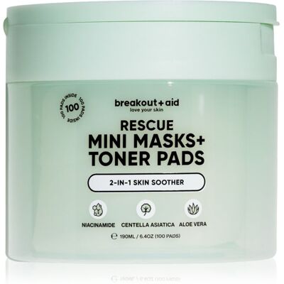 breakout + aid Rescue Mini Masks+Toner Pads toner pads with soothing effect 100 pc breakout + aid Rescue Mini Masks+Toner Pads toner pads with soothing effect 100 pc