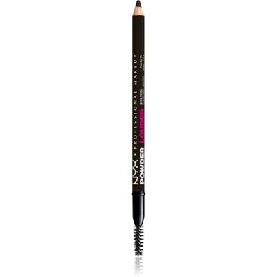 NYX Professional Makeup Powder Louder Eyebrow Pencil with brush shade Black 1 pc NYX Professional Makeup Powder Louder Eyebrow Pencil with brush shade Black 1 pc