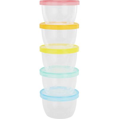 Badabulle Maxi Fun Colors bowl with cap 5x250 ml Badabulle Maxi Fun Colors bowl with cap 5x250 ml